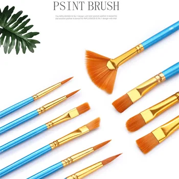 10Pcs Umetnik Najlon Lase Akvarel Paint Brush Set za Risanje, Barvanje DIY Igrača Vode Barvo Mehkih Čopičev, Svinčnik Komplet ustvarjalce