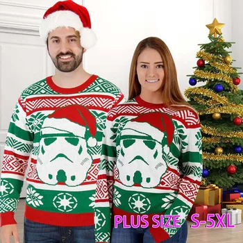 Nova jesensko moške santa claus tiskanja Božič oblačila ženski pulover pulover pari obleke, Božične obleke