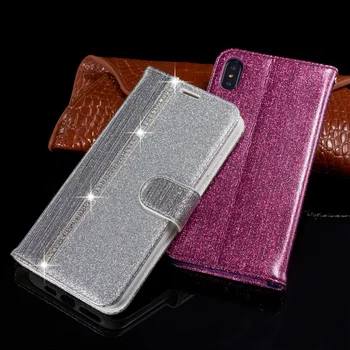 Bling Diamond Flip Case Za iPhone 11 Pro Max 7 Plus 6 6S 8 XS X XR 8Plus iPhone11 SE 2020 Usnjene Denarnice Bleščice Primeru Telefon