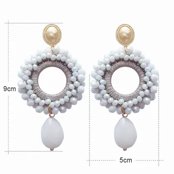 Bohemian moda vodnih kapljic dolgi uhani za ženske Baročno nakit beli kristalni izjavo, veliki uhani čar Božično darilo