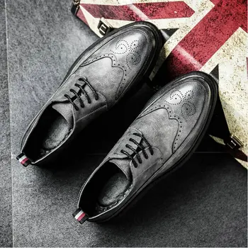 Nov Prihod Retro Bullock Design Moških Klasičnih Poslovnih Formalno Čevlji Konicami Prstov usnjeni čevlji Moški Oxford Obleko Čevlje loi9