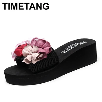 TIMETANGDirect dostave mehko cvet kroglice klin copate bohemian platformo plaži copati ženske non-slip čevlji, sandali