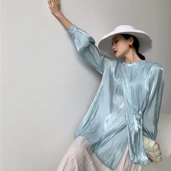 Nepravilna Bluzo Modi Nove Poln Rokav Naguban Puloverju Barva Tanke Manjšinskih Elegantno 2020 Jeseni Majica V501
