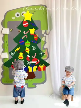 DIY Čutiti Božično Drevo z Okraski Otroci Darila Božič Drevo, Vrata, Zidne Viseče Dekoracije za Dom Dekor srečno Novo Leto 2021