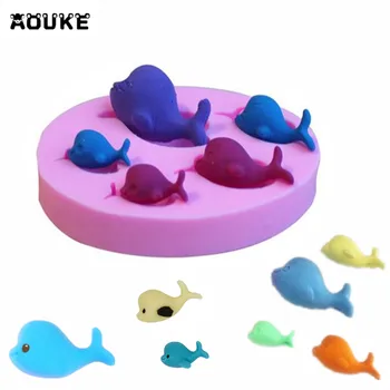 3D Lep Delfini Fondat Torto Silikonsko Plesni Čokolado Pecivo Plesni Puding Ice Cube Milo Plesni Torto Dekoracijo Orodje
