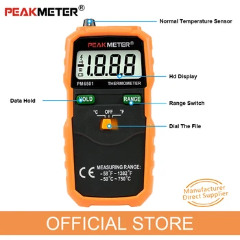 Uradni PEAKMETER PM6501 LCD-Zaslon Digitalni Termometer s K Tip Termočlen Termometro s Podatki, ki Imajo