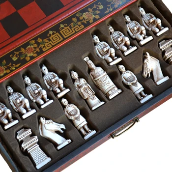 Kitajski Retro Terakota Bojevniki Šah Letnik Carving Smolo Chessman Božič, Rojstni Dan, Premijo, Darilo Kakovosti Lesa Materiala
