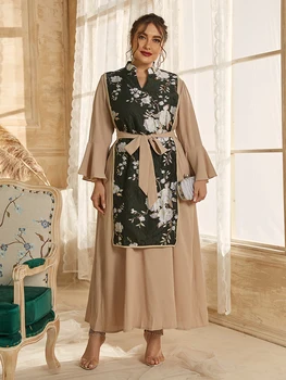 2021 Abaya Dolgo V Pomlad Ženska Ženske Obleke Metulj Rokav Plus Velikost Moda Elegantno Šivanje Obleko Maxi