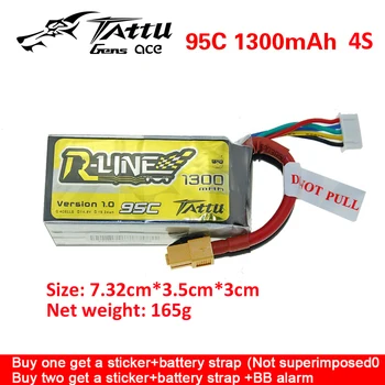 TATTU R-line V1.0 LiPo Baterije 4S 1300mah 1550mah 14.8 V 95C z XT60 Priključite Trak BB Obroč Li-Polimer Baterija