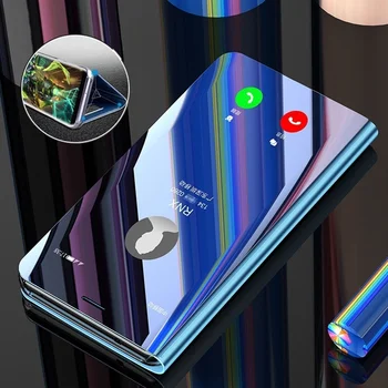 Luksuzni Smart Clear View Plating Ogledalo Usnjena Torbica Za Samsung Galaxy S8 S9 S10 Plus S7 Rob S10e Projekcijska Stojala Prvotni Cover