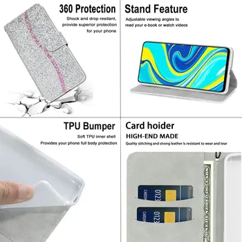 Bling Bleščice Iskrico Usnje 360 Zaščito za Note Samsung 20 Ultra Luksuzni Primeru Samsung Galaxy Note 20 Pokrovček Coque Note20