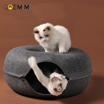 Mačka Jama Okrogle volne klobučevine cama par gato Pozimi Udobno Zimsko Hišnih Kuža, Psarna jjeza postelja za mačke