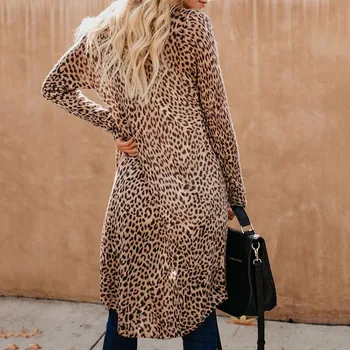 Ženska bluza 2020 Leopard Dolg Rokav Majico, Jopico Priložnostne Jeseni Kača tiskanja Tanke Dolge Kimono plašč Plus Velikost Ženske Oblačila