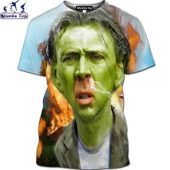Mamba Vrh 3D Film Cosplay Nicolas Cage T-shirt Moški Živali Medved Hip Hop moška T-Shirt Hrane Torto Motocikla Majica Bomba pištolo Vrh
