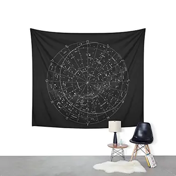 Constellation Zemljevid - Črno-Belo Steno Tapiserija Doma Dekoracijo Sten Tkanine, Ki Visi