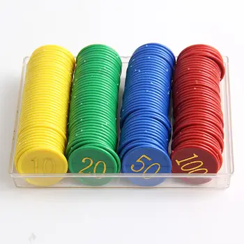 160Pcs Plastičnih Poker Čip s 4 Zlate Velike Številke Tiskanje za Igralnih Žetonov, Plastični Kovanci - Rumena+Zelena+Rdeča+Modra