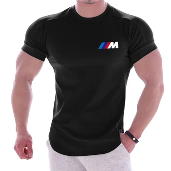 Moške blagovne Znamke BMW M Poletje T-Shirt Visoko Stretch Slim T-Shirt za Moške Hitro Sušenje Krog Robom moška T-Shirt Tiskanje 3XL