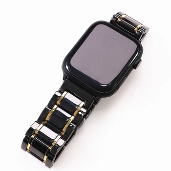Keramični Watch Band za Apple Watch 4 5 44 mm 40 mm Iwatch 6 SE 38 mm 42mm Keramike in Nerjavnega Jekla, Trak Zapestnica Manšeta Pasu