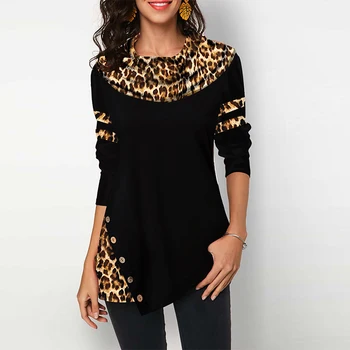 Leopard Natisniti Žensk Bluze Srajce Priložnostne Plus Velikost 2020 Pomlad Ženska Tunika Nezakonitih Gumb Bombaž Womens Vrhovi In Bluze