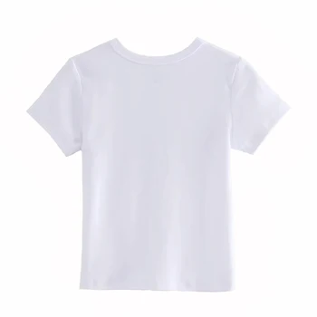 Ženske Mucek Tiskanja Odrezana Cotton Tee Kratka Sleeved Bombaž Rastlinske T-shirt