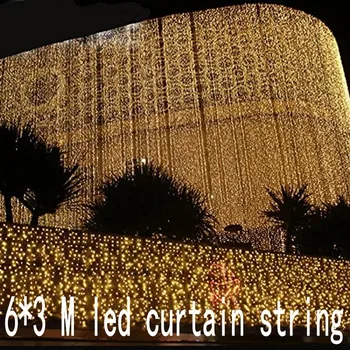 6x3m 600 LED Ledenica pravljice Niz Luči Božič led svate Pravljice Luči garland Prostem Zavese Vrtni Okras