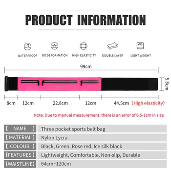 Haissky Elastičen Pas, ki Teče Phon Vrečko Primeru za iPhone SE 2020 11 Max Pro Xs Max XR 8 7 6 Tri Žep Nepremočljiva Šport Vrečko