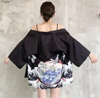 Japonski Kimono Samurai Unisex Oblačila Tradicionalnih Srajce Japonska Ženska Harajuku Vrhovi Yukata Haori Obi Plašč Jopico Azijskih Kostum