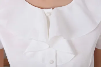 2020 Ženske Ruffle Šifon Bluzo Bela Ženska Majica Kratek Metulj Sleeve Majica Plus Velikost 5XL Vrhovi
