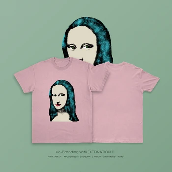ExtFine Mona Lisa Graphic T-majice, Moške, Bombaž Poletje Tshirt Print Majica s kratkimi rokavi Moški Prevelik Vrh Tee