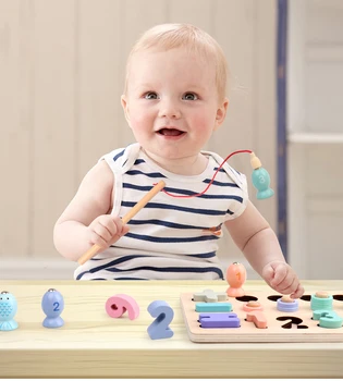 Magnetni Igra Ribolov Montessori Izobraževalne Baby Lesene Igrače Brinquedos Par Bebe Oyuncak Učenje Igrače za Otroke, Otroci
