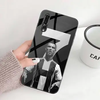 Nogometni zvezdnik Cristiano Ronaldo Črn Telefon Primeru Kaljeno Steklo Za Huawei P30 P20 P10 lite čast, 7A, 8 X 9 10 mate 20 Pro
