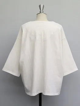 Ženske Dnevno T-shirt Japonske, koreje Mlado Dekle Priložnostne Svoboden Bombaž Moda Belo Preprost Znanja Vrh 2020 Pomlad Poletje Šole