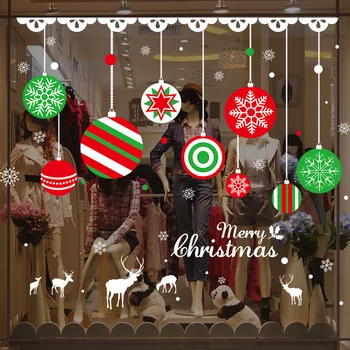 2021 Elk žogo Božično dekoracijo sten nakupovalno središče družine steklo za Božič Novo Leto dekoracijo nalepke