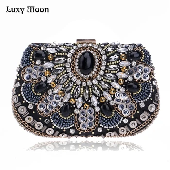 Luxy Luna ženski Torbici Oblikovalec Beaded Poročne Diamond Sklopka Torbici Verige Večer Vrečko Vroče Slog Ramenski Messenger Bag w563