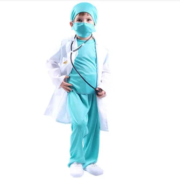 Otroci Halloween Cosplay Kostume Bolnišnici Zdravnik Kirurg Dr Enotno Otrok Unisex Party Šolo Vlogo Igrajo Disfraz