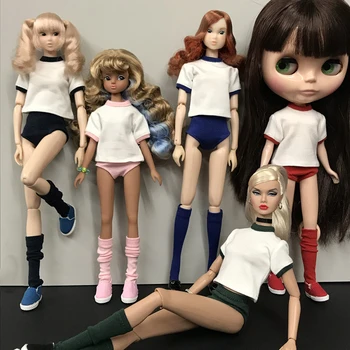 3pcs/set 1/6 Doll Blyth Oblačila T-shirt+Spodnjice+Socking Šport Obleke za Barbies,obistu,Momoko,Azone,FR Lutka Dodatki