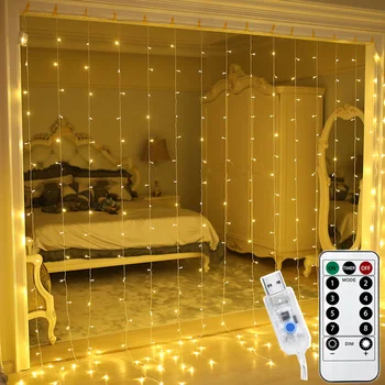 3M LED Zavesa Svetlobe, Daljinski upravljalnik, USB Okno Pravljice Niz Luči za Novo Leto Božični Okraski Sobi Doma Garland Svetilke