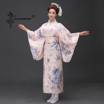 Japonski Tradicionalni Cvetlični Tisk Dolgo Kimono Japonska Femmes Fazi Kostum Cosplay Cotume Azijskih Clothings Seksi Gejša Yukata Ženske