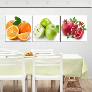 Sadje Kuhinja Dinning Stenske Dekorativne Slike Apple Oranžna Šipek Sodobno Tiskanje Oljna Slika 3 Plošči Ni Uokvirjena