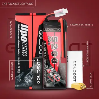 GOLDBAT Lipo Baterije 7.4 V 5200mAh 2S Lipo RC Baterije, Trdi Primeru 80C RC, Polnilna Baterija Z Dekani Plug Za RC Avto Tovornjak