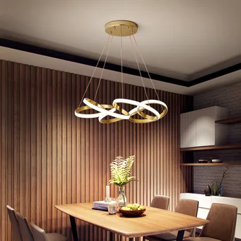 Jedilnica lestenec preprosta sodoben vzdušje zlato LED luči luksuzni študija lučka ustvarjalne osebnosti jedilnica miza