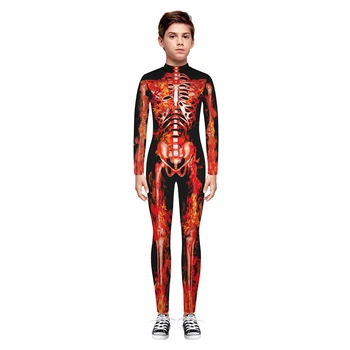 Nova Halloween Scary Cosplay Kostumi za Otroke Okostje Bodysuit Hudič Vampir Carnival Party Obleka Lobanje Obleko Jumpsuit
