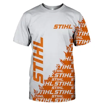 Poletne Moške 3D STIHL Vzorec T-shirt Avto Logotip Priložnostne Vrhovi Harajuku Trend Street Mens Oblačila Evropske Ameriški Stil Majica s kratkimi rokavi Moški