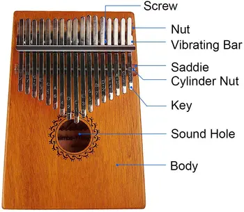 Kalimba-17 Tipke Risanke Palec Klavir, Odlično Božično Darilo za Otroke in Odrasle Stari Mbira Prst Mbira Narejen z Masivnega Lesa