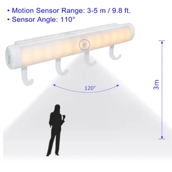 Senzor gibanja, Lahka, 10 LED Baterija Upravlja Brezžični Noč lahki Prenosni Omaro Luči za Kabinet, Hodnik Stopnišče
