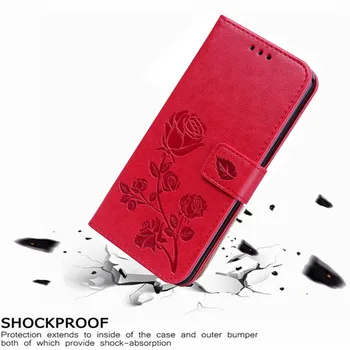 Luksuzni Usnja Flip Book Primeru za LG G8 G8S G8X Thinq Rose Cvet Denarnice Stojalo Primeru Telefon Kritje Vrečko coque