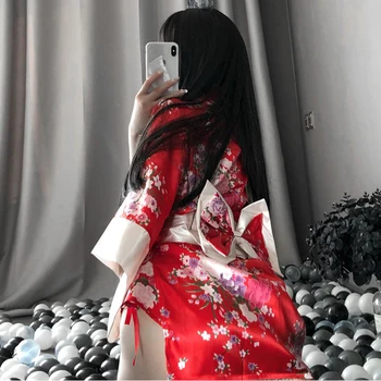 Seksi Sakura Kimono Lep Japonski Enotno Haljo Cvetlični kopalni plašč Kratek Kawai Noč Kopalna Moda Hišna Obleke za Ženske Tiskanje#