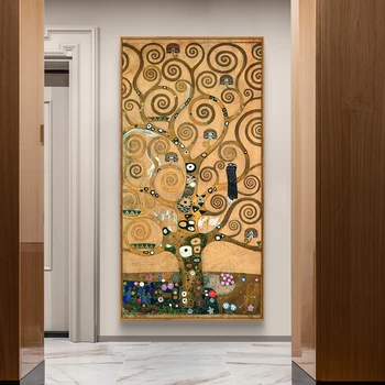 Umetnik Gustav klimt, ki jih življenje Drevo Oljna slika na Platnu Plakatov in Fotografij Cuadros Wall Art Slike Za Dnevni Sobi Doma Dekor