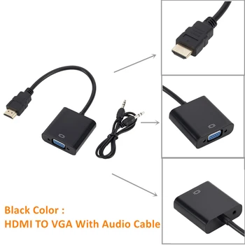 BGGQGG HDMI na VGA Adapter Kabel Moški-Ženska HDMI NA VGA Adapter Pretvornik 1080P Digitalno Analogni Video Audio Za Tablični računalnik