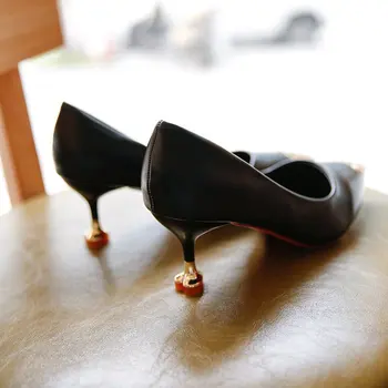 2020 Ženske srčkan pu usnje urad visoke pete lady priložnostne zdrs na črpalke ženski kul black visoke pete, čevlji zapatos de mujer 6.5 cm